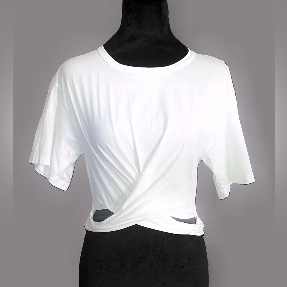 A.L.C. Short Sleeve Crop Tee with Cut Out/Wrap Around Detailing